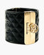 Chanel Black 2017 CC Quilted Wrap Leather Cuff Bracelet