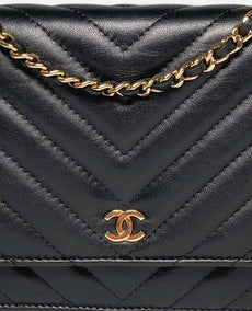 Chanel WOC Chevron Black Lambskin GHW