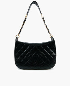 Chanel Black Caviar Half Moon Hobo Bag GHW