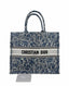 Dior Large Book Tote in Brocart Embroidery with Denim Effect