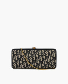 Dior Clutch Blue Oblique Embroidery Vintage