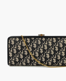 Dior Clutch Blue Oblique Embroidery Vintage