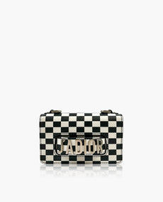 Dior Checkered J'Adior Chain Flap Bag Valkoinen Musta