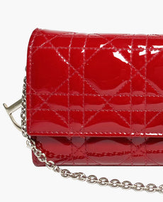 Dior Red Cannage Patent Leather Lady Dior WOC