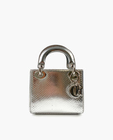 Lady Dior Mini Python nahka hopea