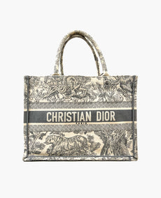 Dior Medium Book Tote Grey Toile de Jouy -kirjonta