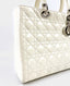 Dior White Cannage Quilted Patent Leather Large Lady Dior Bag