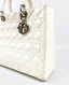 Dior White Cannage Quilted Patent Leather Large Lady Dior Bag