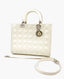 Dior White Cannage Quilted Patent Leather Large Lady Dior Bag