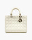 Dior White Cannage Quilted Patent Leather Large Lady Dior Bag