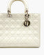 Dior White Cannage Quilted Patent Leather Large Lady Dior Bag