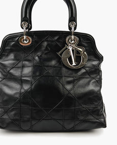 Dior Granville Tote Black Cannage tikattu lampaannahka SHW