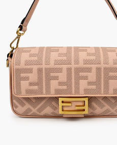 Fendi Baguette Pink FF Canvas Bag