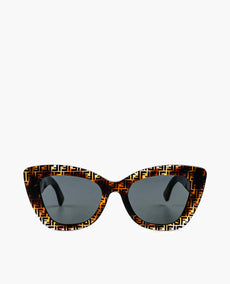 Fendi FF Cat Eye Logo Trim Brown Sunglasses