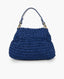 Fendi Raffia Blue Straw Chef Flap -laukku