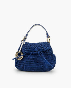 Fendi Raffia Blue Straw Chef Flap -laukku