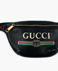 Gucci Black Print Pebbled Leather Pieni vyölaukku