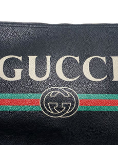 Gucci Black Leather Logo Portfolio Computer Sleeve