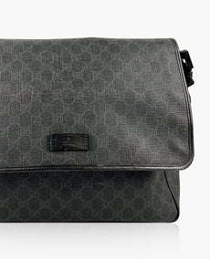 Gucci GG Plus Monogram Medium Flap Messenger Bag musta