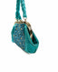 Gucci Turquoise Satin Fringe Clutch