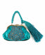 Gucci Turquoise Satin Fringe Clutch