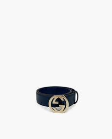 Gucci Interlocking GG Calfskin Belt Cobolt Blue