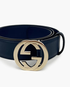 Gucci Interlocking GG Calfskin Belt Cobolt Blue