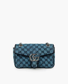 Gucci GG Marmont Blue Canvas pieni olkalaukku