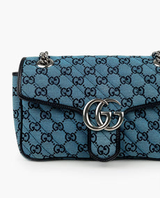 Gucci GG Marmont Blue Canvas pieni olkalaukku