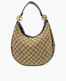 Gucci Beige/Ebony GG Canvas Twins Medium Hobo laukku