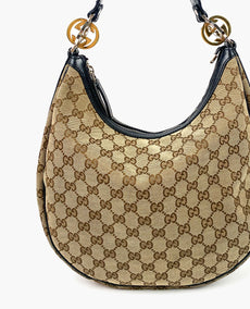 Gucci Beige/Ebony GG Canvas Twins Medium Hobo laukku