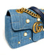 Gucci Blue Matelasse Denim Pearl Embellished GG Marmont Shoulder Bag