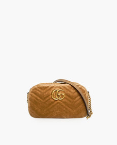 Gucci GG Beige Velvet Marmont -kameralaukku