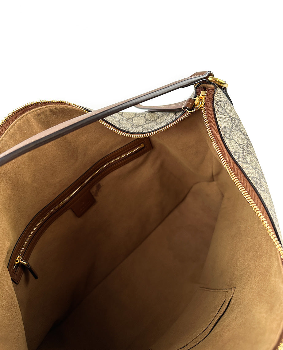 Gucci GG Supreme Monogram Large Linea A Hobo Light Brown Luxury Helsinki