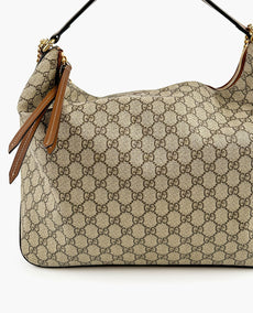 Gucci GG Supreme Monogram Large Linea A Hobo Vaaleanruskea