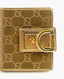 Gucci Beige Metallic Gold GG Canvas Abbey D Ring Compact Wallet