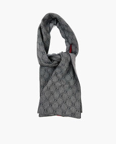 Gucci GG Jacquard-kuvioinen harmaa neulottu huivi