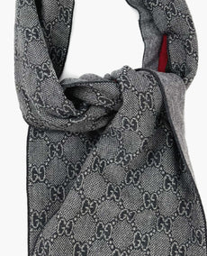 Gucci GG Jacquard-kuvioinen harmaa neulottu huivi