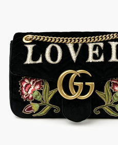 Gucci GG Marmont Medium Brodeerattu Velvet Love käsilaukku