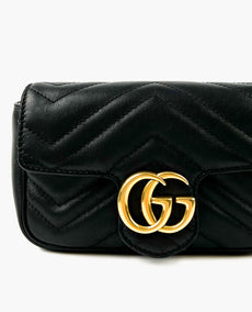 Gucci Black GG Marmont Matelassé nahkainen superminilaukku