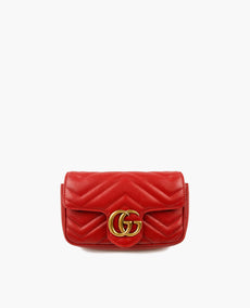 Gucci Red GG Marmont Matelassé nahkainen superminilaukku