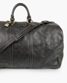 Gucci GG Boston Leather Duffle Bag Dark Brown