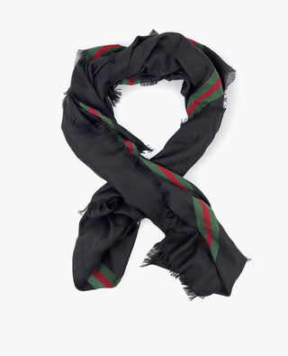 Gucci Logo Print Black Shawl