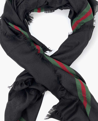 Gucci Logo Print Black Shawl