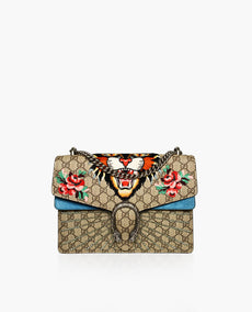 Gucci GG Supreme Canvas -brodeerattu Tiger Medium Dionysus -olkalaukku