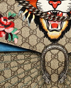 Gucci GG Supreme Canvas -brodeerattu Tiger Medium Dionysus -olkalaukku