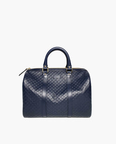 Gucci Guccissima Boston Bag Navy Blue GHW