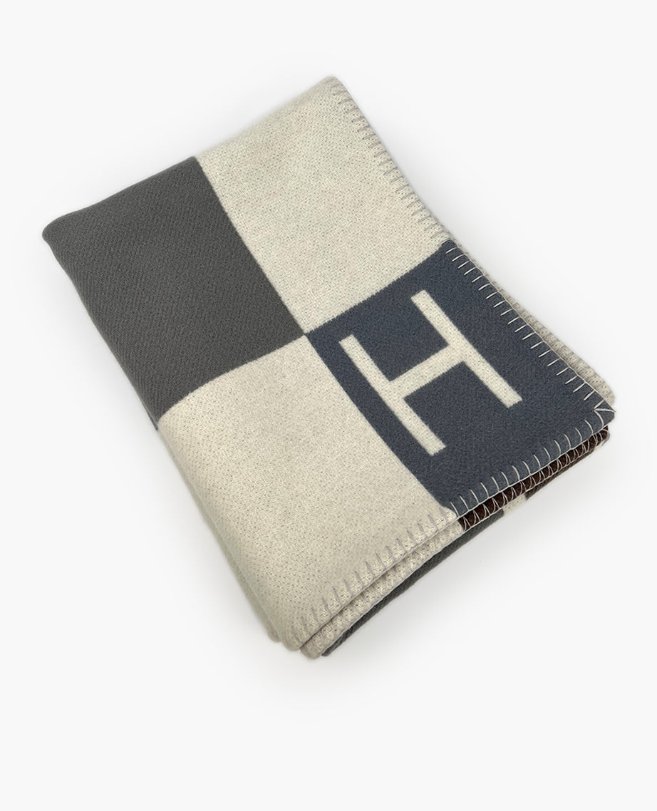HERMES Avalon throw blanket 85%ウー15%カシミア Hermes 