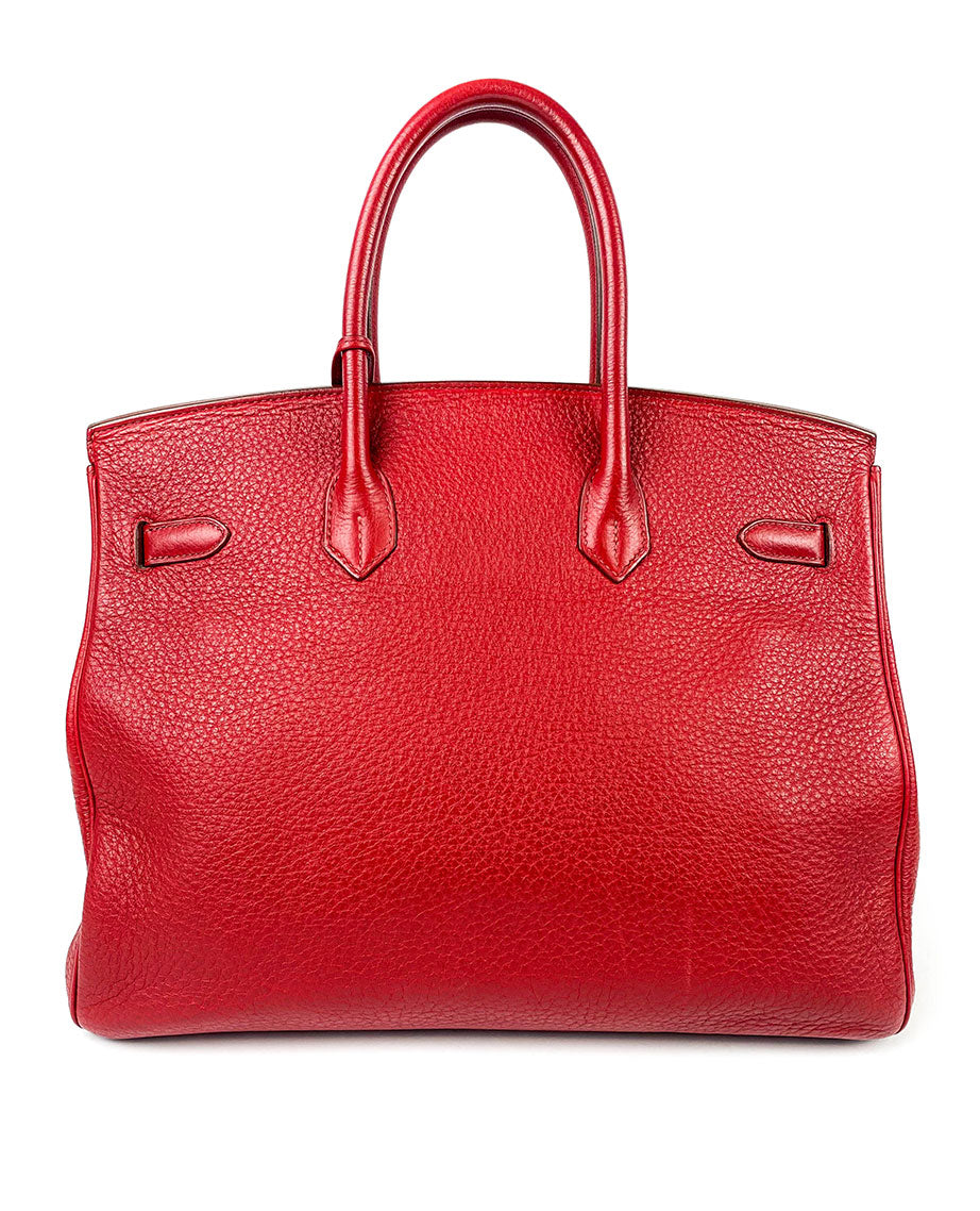 Hermès Birkin 35 Rouge Garance Clemence PHW – Luxury Helsinki
