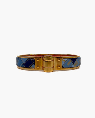 Hermès Bolduc Au Carre saranoitu rannekoru Bleu Fumoir GHW